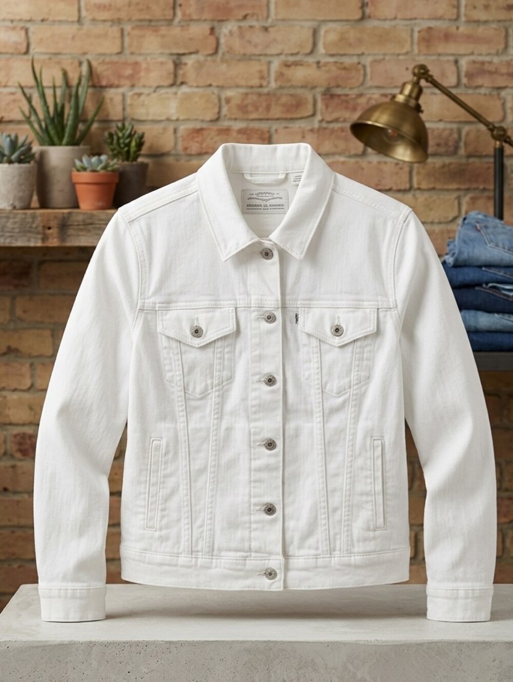 Early 2000's Levi's White Denim Jacket with Button Front